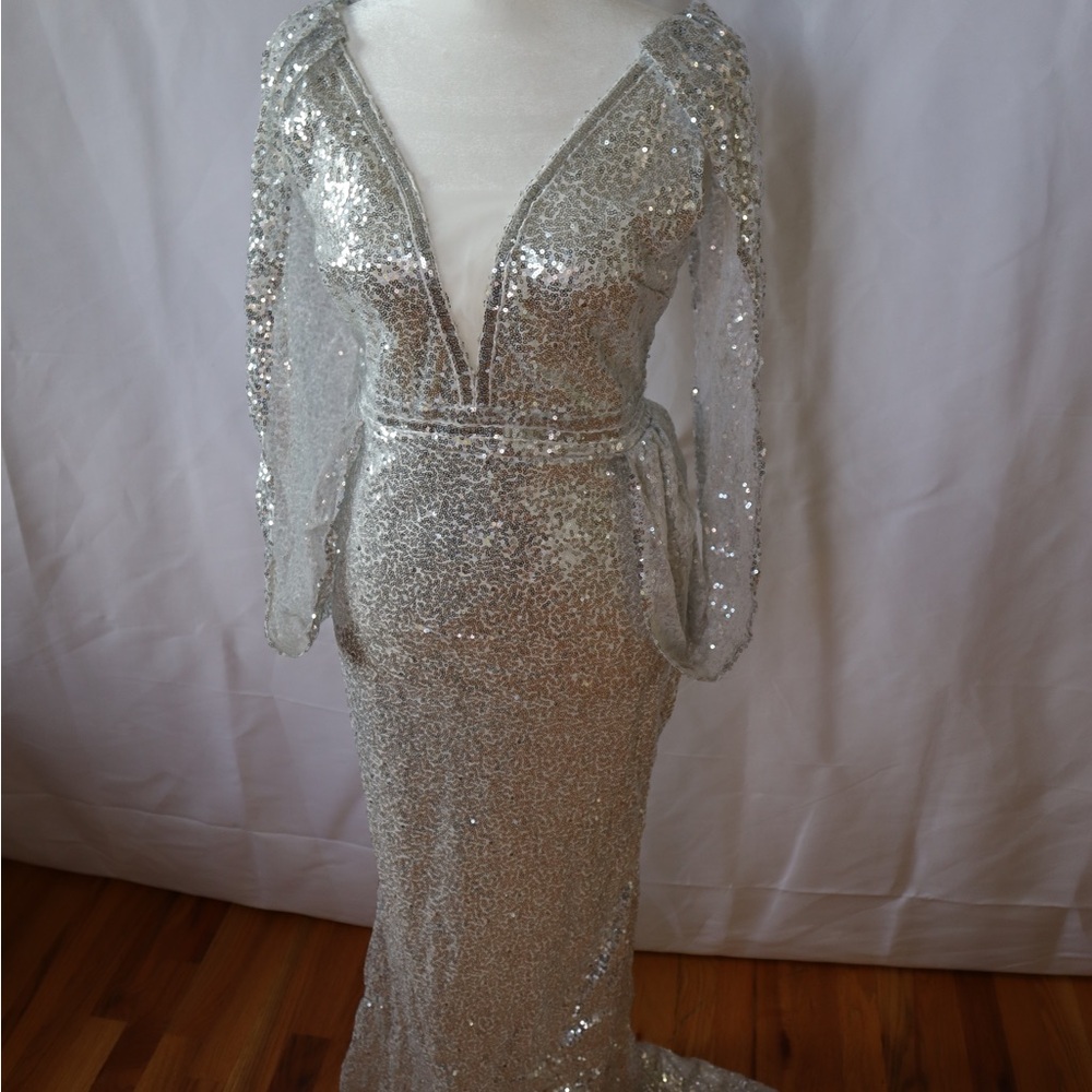 Silver Sequin Gown